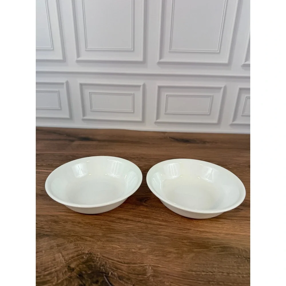 Vintage PAIR (2) White Corelle Vitrelle 5 1/4